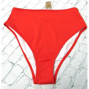 PINK Victoria's Secret High Waist & Leg Active Gym Swim Bikini Bottom Red Large